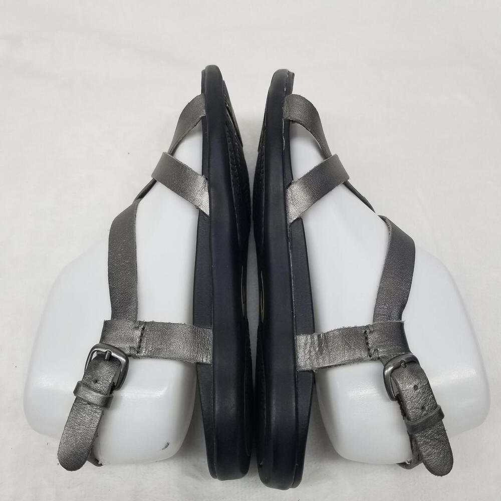 Olaki Upena Sandals Womens 7 Metallic Pewter Silver Strappy Sandal Beach - Picture 4 of 10
